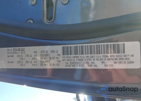 2016 Dodge Journey Sxt z USA, uszkodzony, nr VIN 3C4PDCBG2GT141793